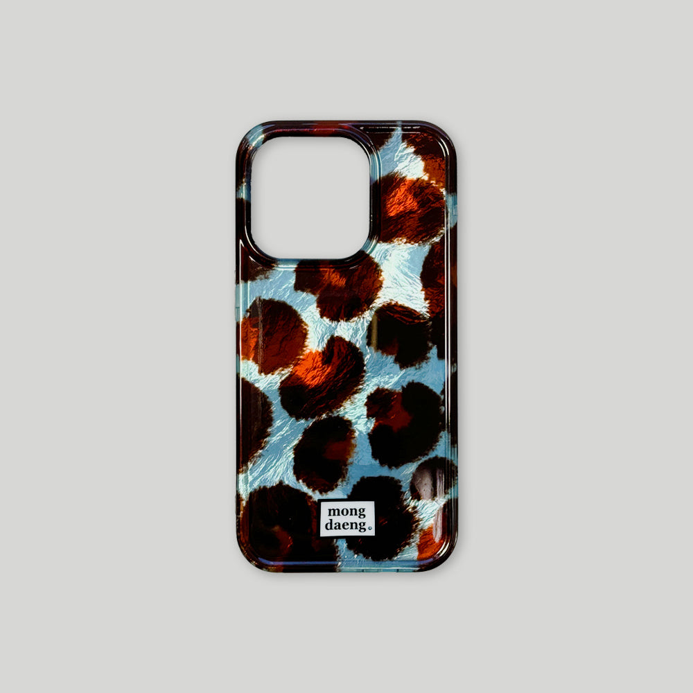 Mongdaeng leopard iphone Case Blue,Brown Blue Brown Leopard Luxury TPU Case