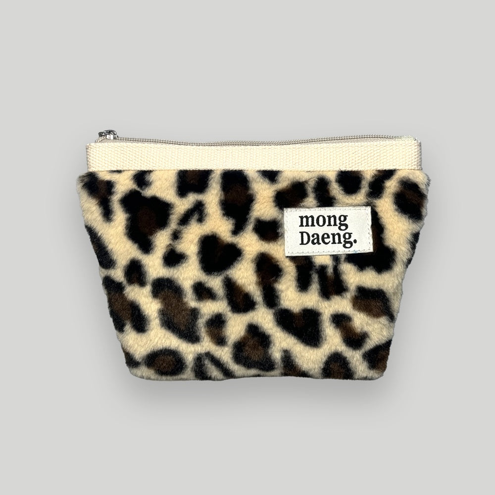 Mongdaeng Basic Pouch (M size) Ivory Leopard_Ivory