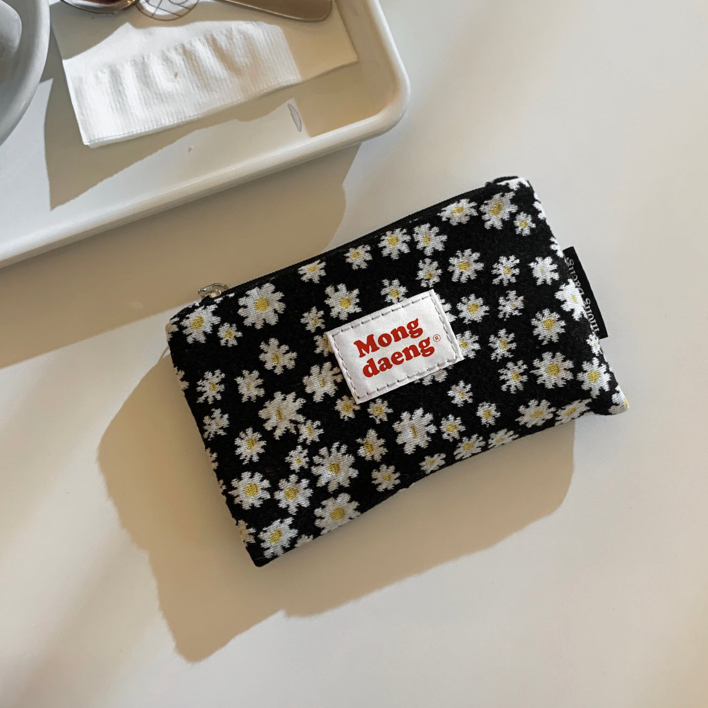 Mongdaeng Peace Flower Pouch (S size) Black Card&Case