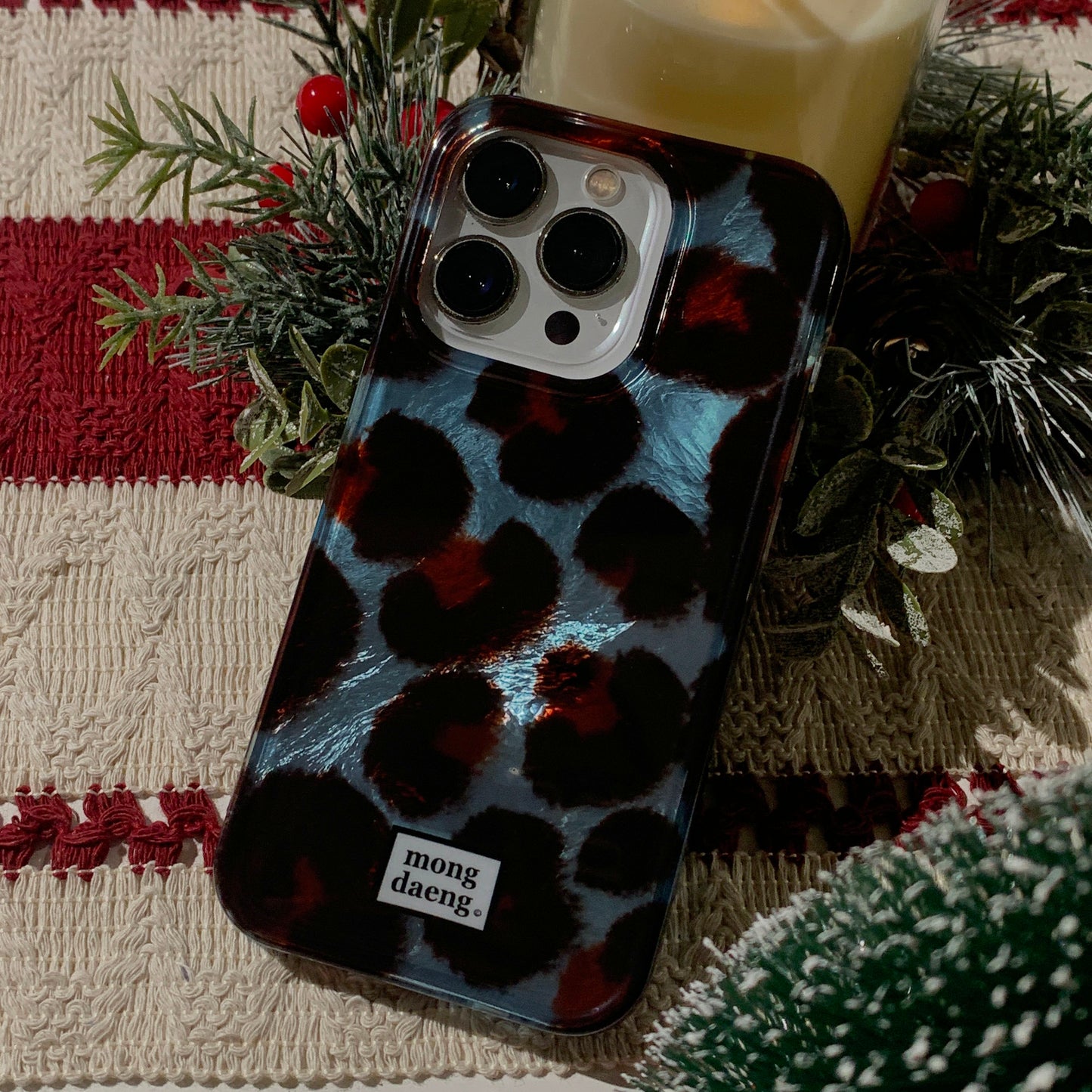Mongdaeng leopard iphone Case Blue,Brown Blue Brown Leopard Luxury TPU Case