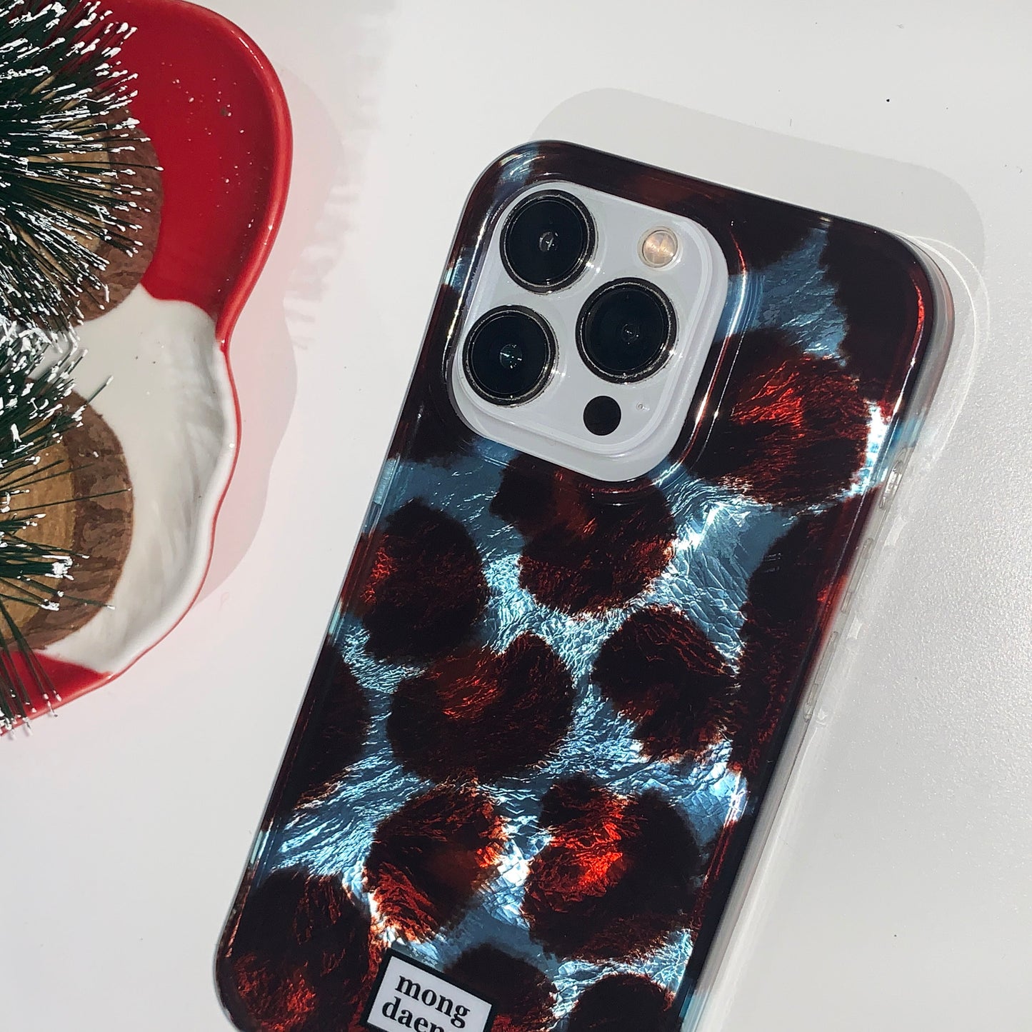 Mongdaeng leopard iphone Case Blue,Brown Blue Brown Leopard Luxury TPU Case