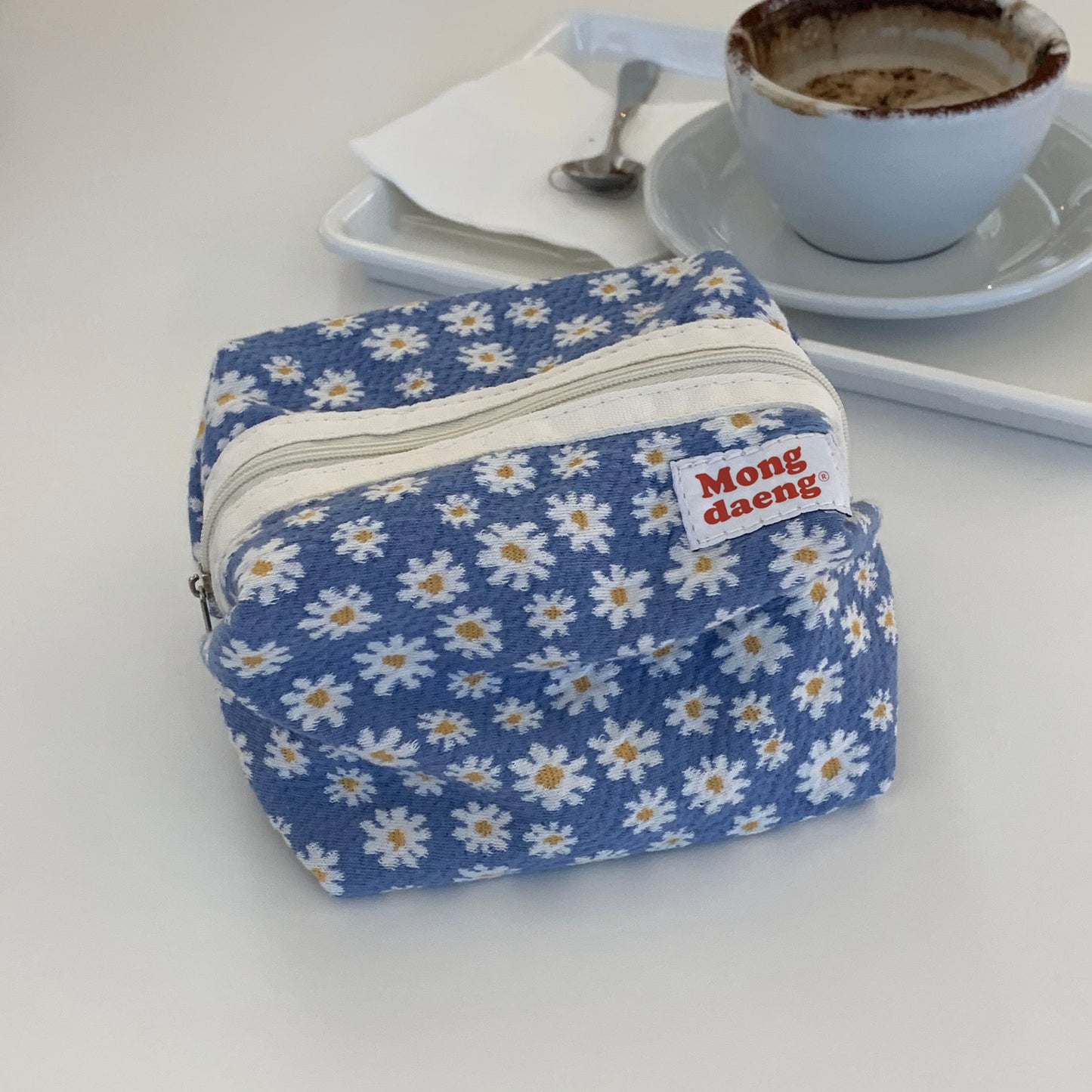 Mongdaeng Peace Flower Pouch (S size) Blue Card&Case