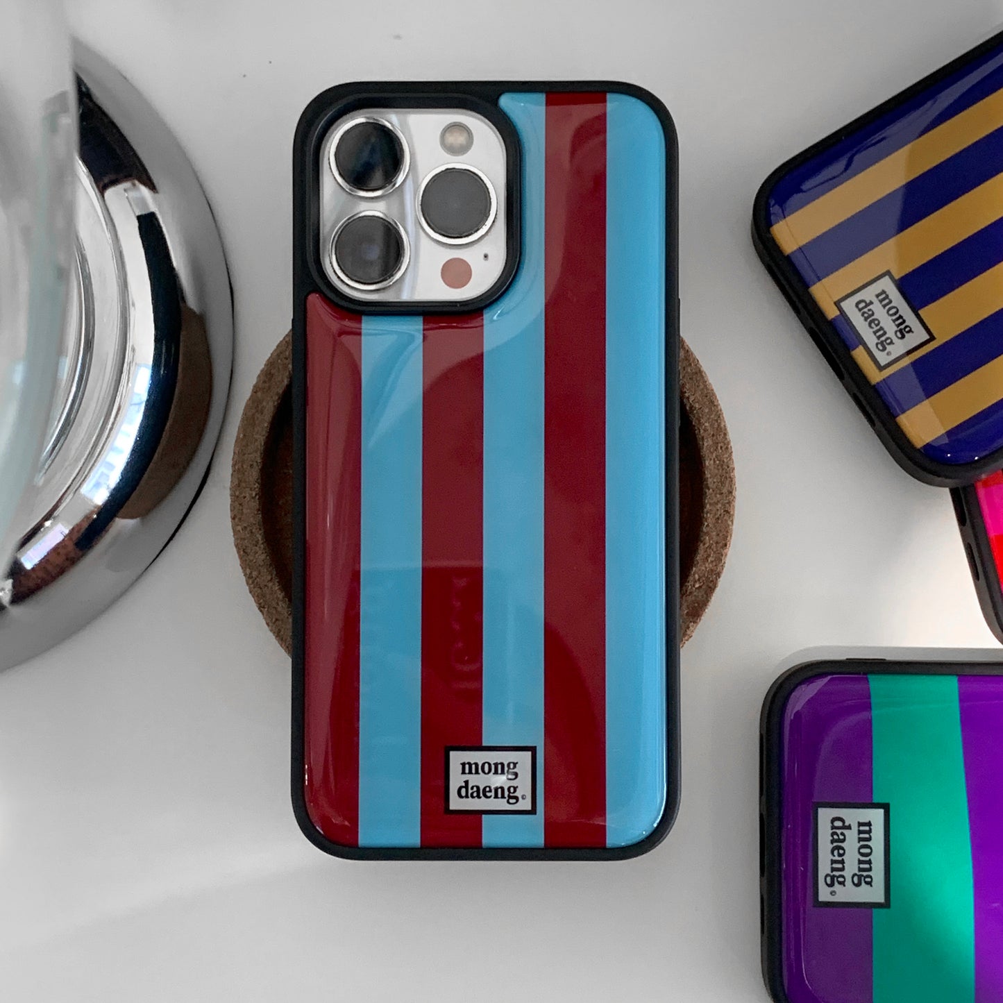 Mongdaeng BlueBrown Color Case Brown&Blue Epoxy Bumper Case