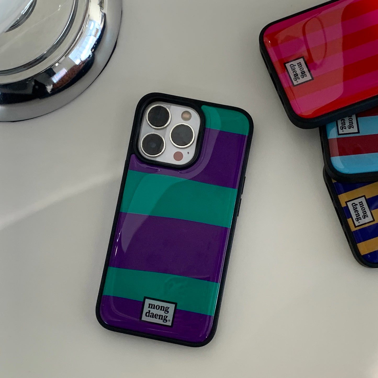 Mongdaeng Color Case Green&Purple Epoxy Bumper Case