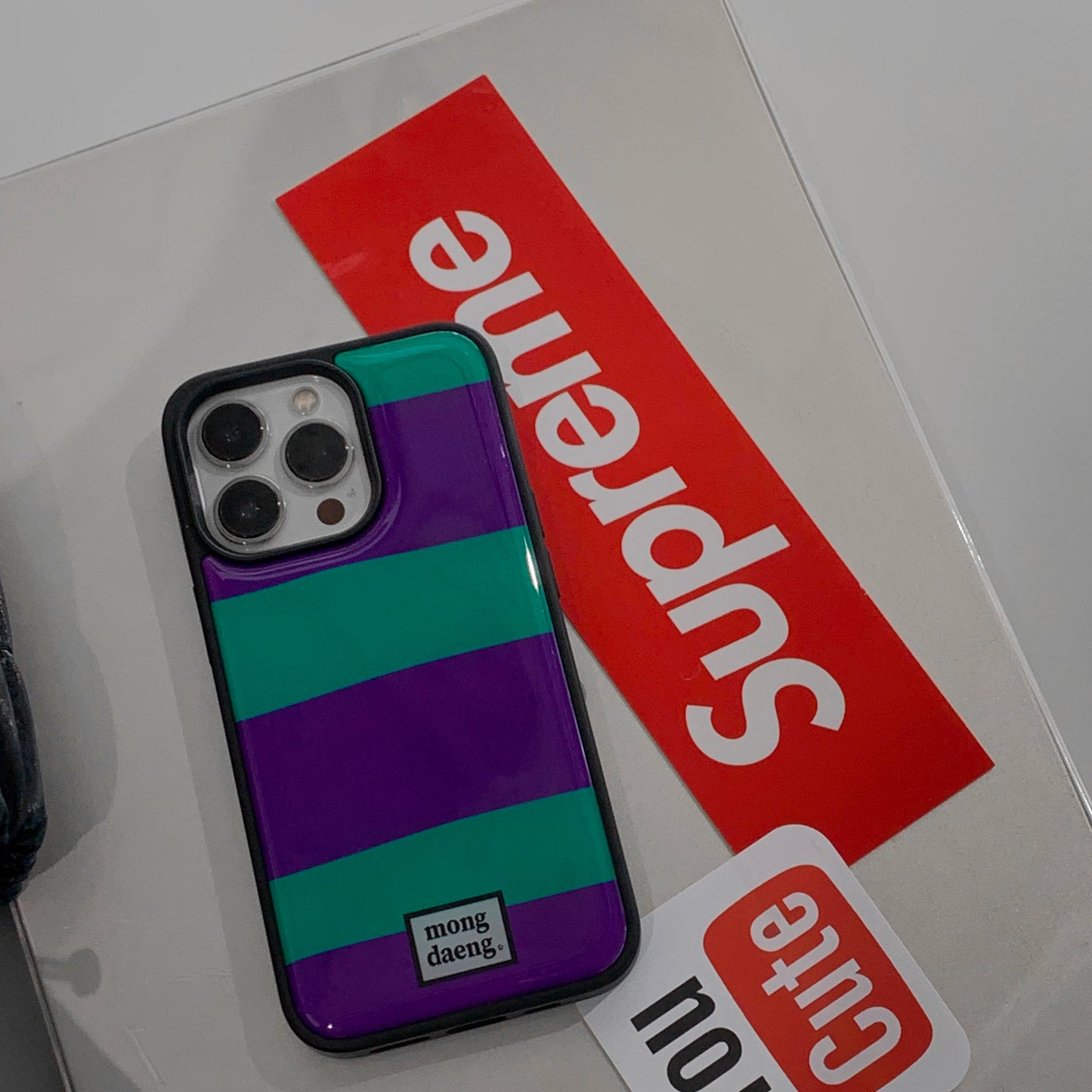 Mongdaeng Color Case Green&Purple Epoxy Bumper Case