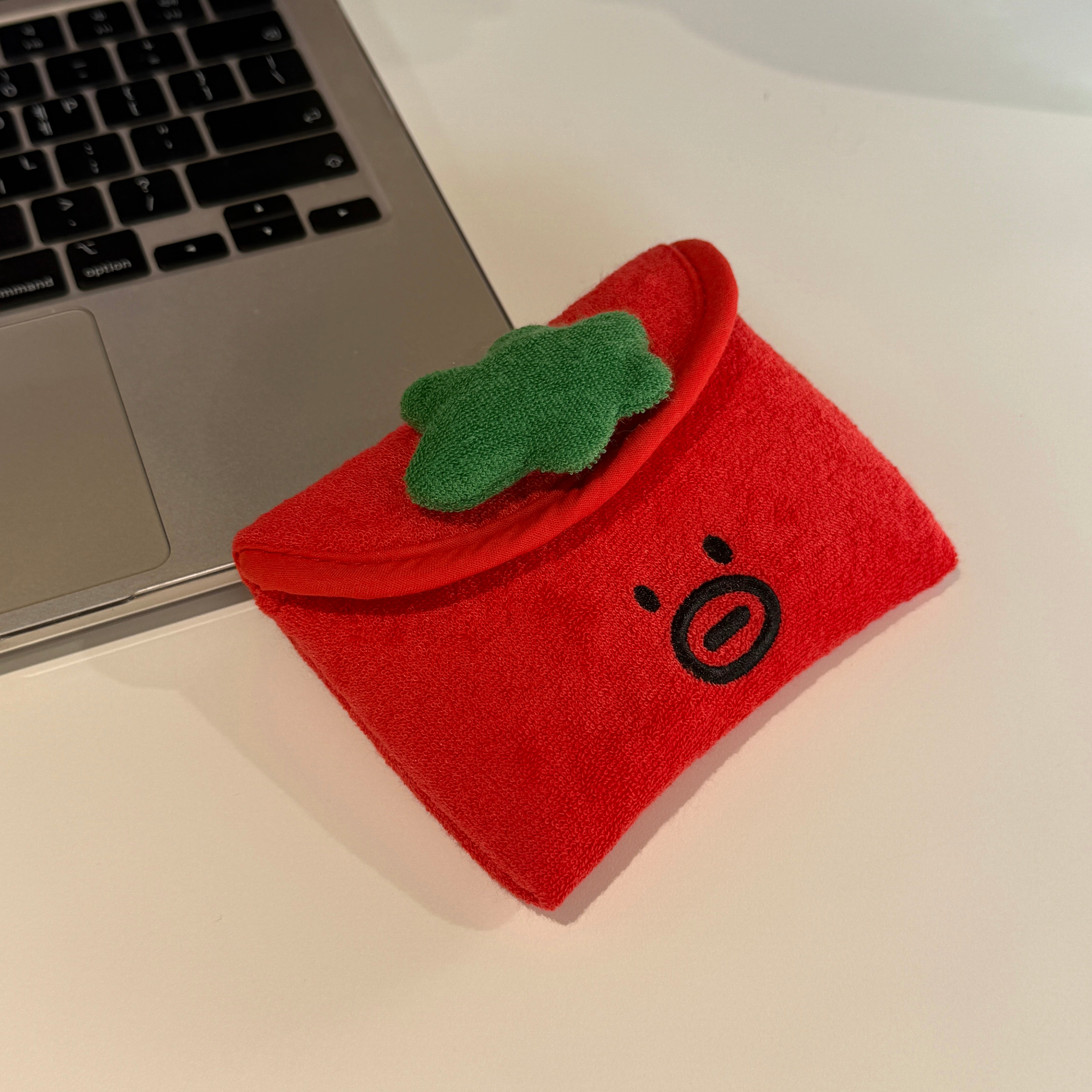 Mustache Red Tomathew Mini Button Pouch