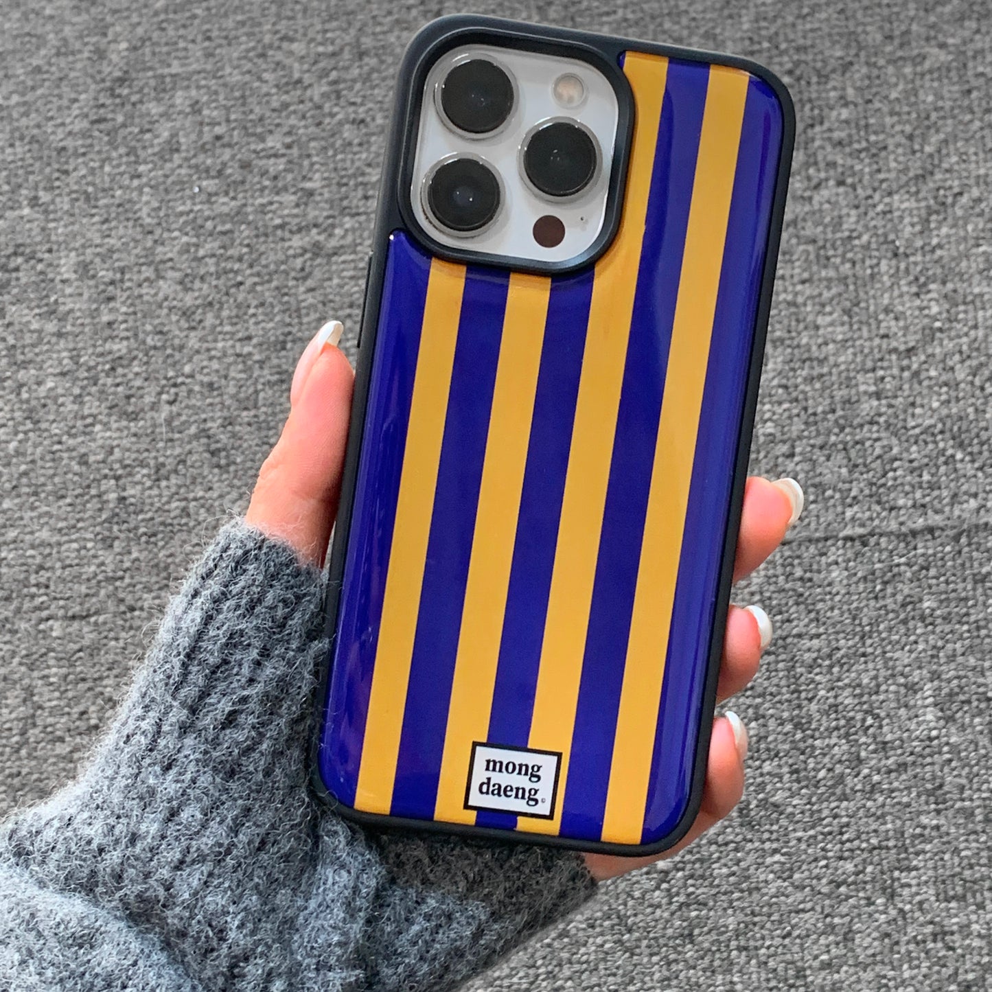 Mongdaeng Yellow Navy Color Case Navy&Yellow Epoxy Bumper Case