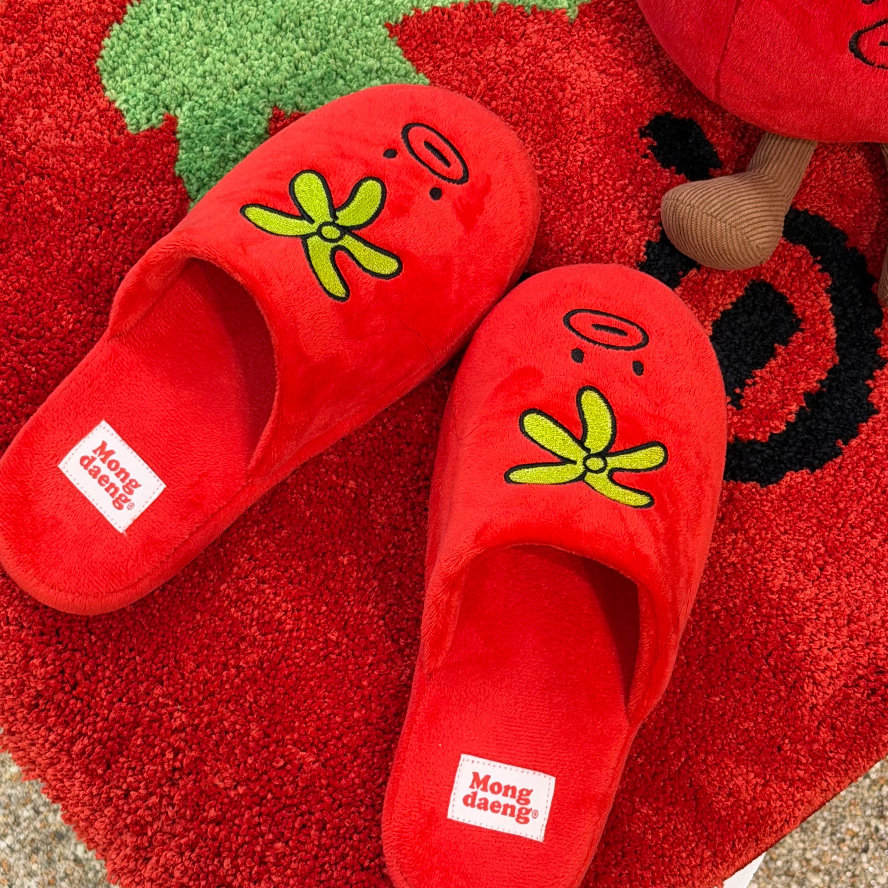 Mustache Red Tomathew Room Slippers